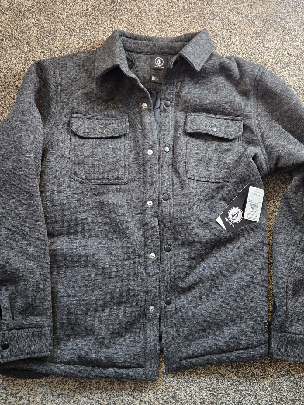 Volcom Men's Bowered Fleece Quilted Snap Jacket